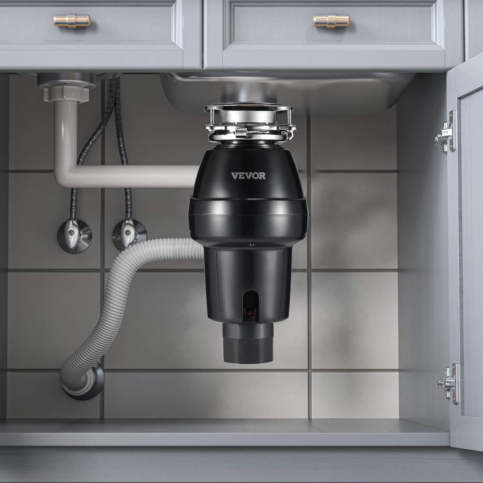 VEVOR Keukenafvalvermaler, Keukenafvalvermaler, 3/4 PK, Vermalingssysteem voor voedselresten, Bevestiging met 3 schroeven, 3600 RPM, Huishoudelijke afvalvermaler, Afvalverwerking, Voedselresten