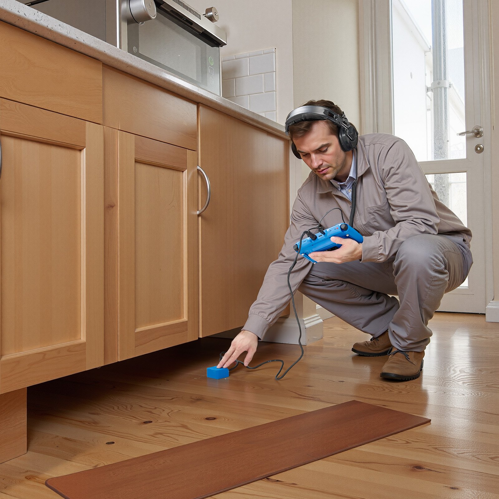 VEVOR-waterlekdetector voor leidingen, 1 Hz–10.000 Hz, 7-inch touchscreen, detectie van waterlekkage in leidingen met horizontale en verticale sensoren, hoofdtelefoon, 8 GB SD-kaart en draagtas