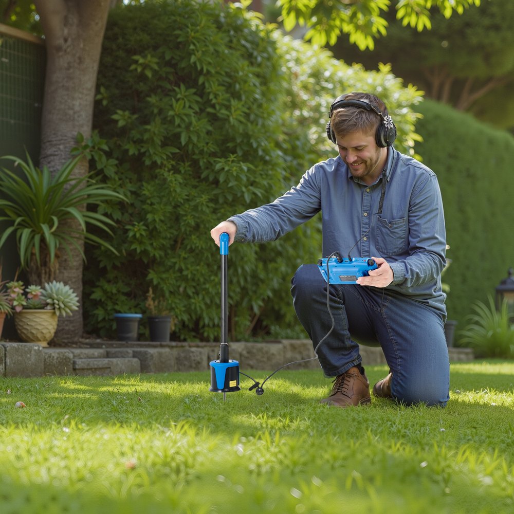 VEVOR Pipe Water Leak Detector with 4 Sensors, 1Hz-10000Hz, 7" Touchscreen Underground Plumbing Leakage Detection Locator with 3 Listening Rods, Headphones, 8GB Card & Carry Case for Indoors Outdoors