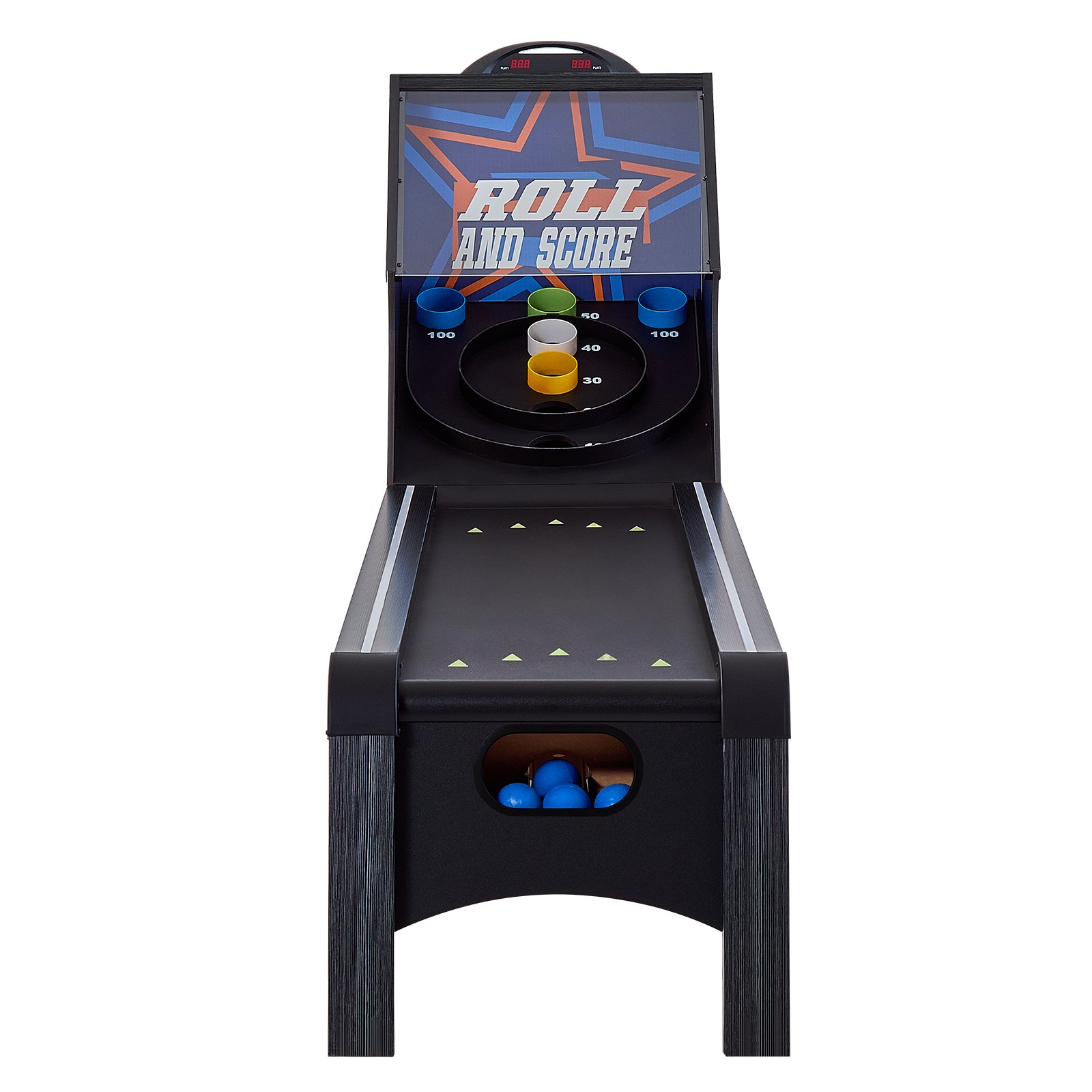 VEVOR 9 voet Roll and Score Classic Arcade Game Table, Indoor Game Set met elektronisch LED-scorebord, Automatische balretour voor thuisfeesten, Vier ballen inbegrepen