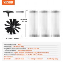 VEVOR 12.2M Dryer Vent Cleaner Kit, 29 Pieces Duct Cleaning Brush, Reinforced Nylon Dryer Vent Brush, Dryer Cleaning Tools Lint Remover with Flexible Lint Trap Brush, Clamp Connectors