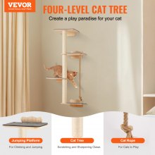 VEVOR kattenplank boom kattenkrabtoren kattenplank wandkrabpaal krabpaal 125cm