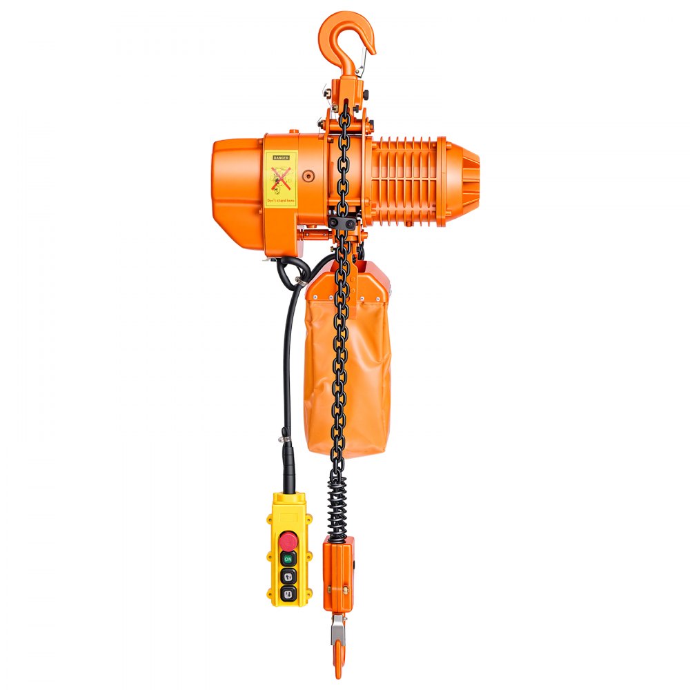 VEVOR 1000 kg Electric Chain Hoist, 6 m Lifting Height, Three-Phase Overhead Crane with 100 m Wireless & 4.5 m Wired Remote Control, Double G80 Chain Hoist for Factories, Warehouses, Garages
