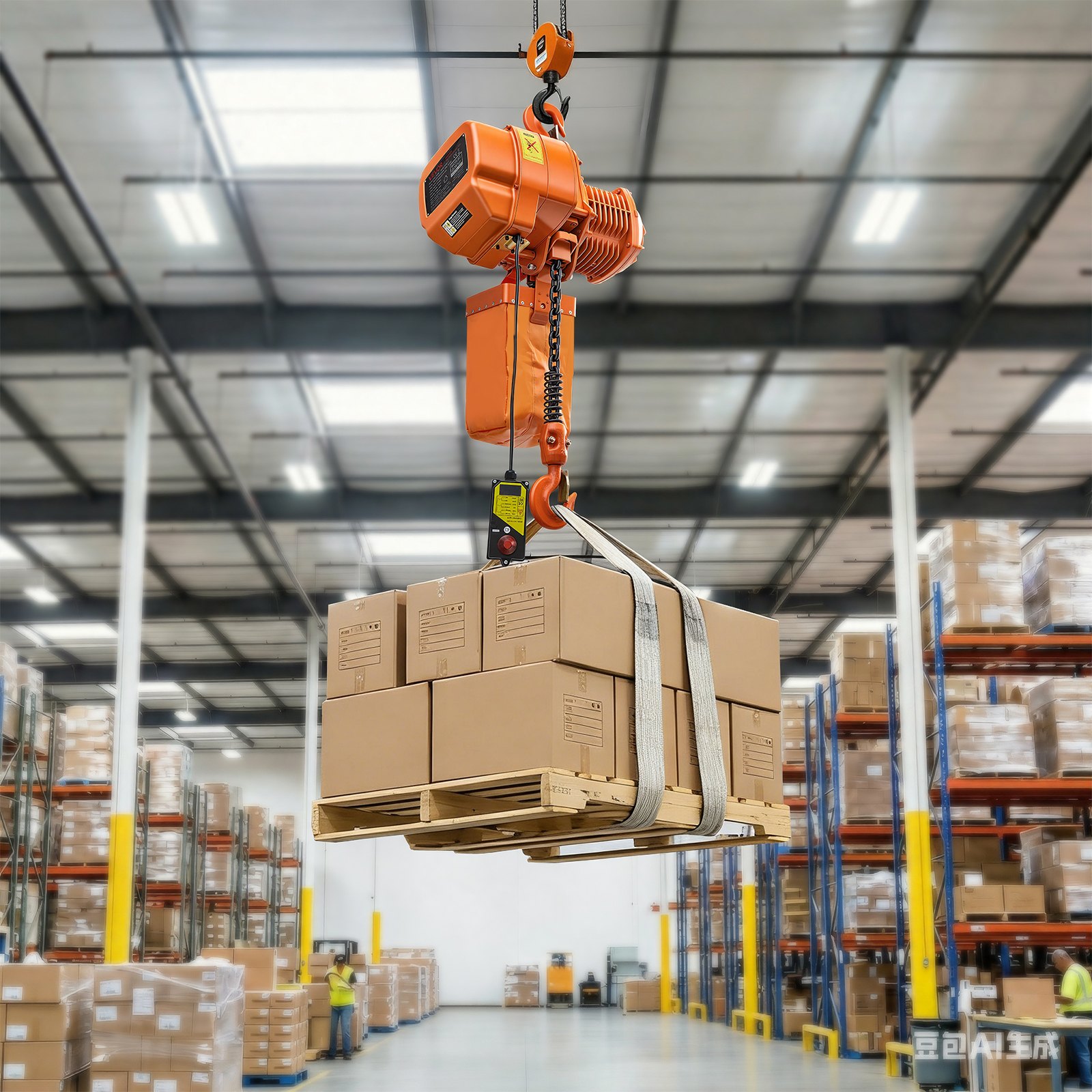 VEVOR elektrische kettingtakel 2000 kg, 6 m hefhoogte, driefasige brugkraan met 100 m radiografische afstandsbediening, G100 ketting en noodstop, elektrische kettingtakel voor fabrieken, magazijnen en garages.