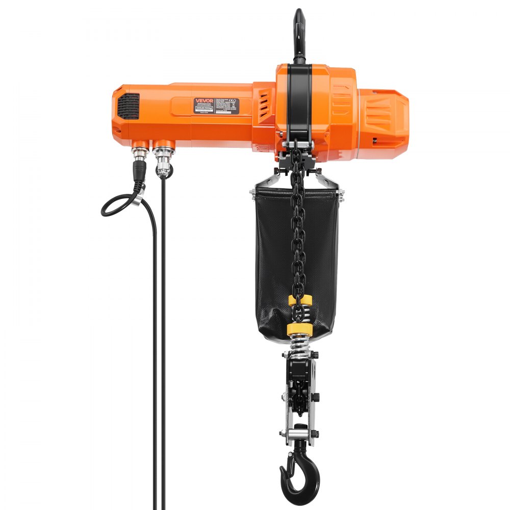 VEVOR elektrische kettingtakel 1000 kg, 6 m hefhoogte, 230 V eenfasige bovenloopkraan met 4,5 m kabel, afstandsbediening, G100 ketting, noodstop, elektrische kettingtakel voor fabrieken, magazijnen en garages.