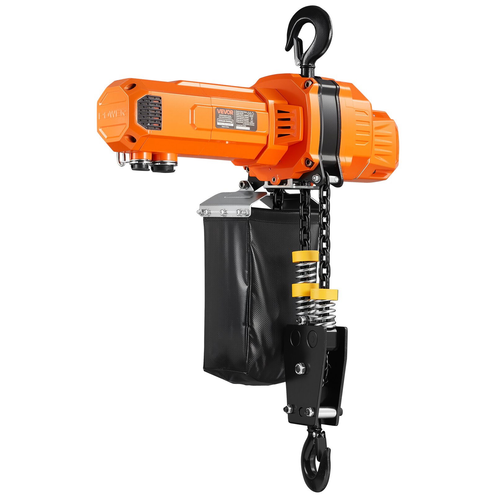 VEVOR elektrische kettingtakel 1000 kg, 6 m hefhoogte, 230 V eenfasige bovenloopkraan met 4,5 m kabel, afstandsbediening, G100 ketting, noodstop, elektrische kettingtakel voor fabrieken, magazijnen en garages.