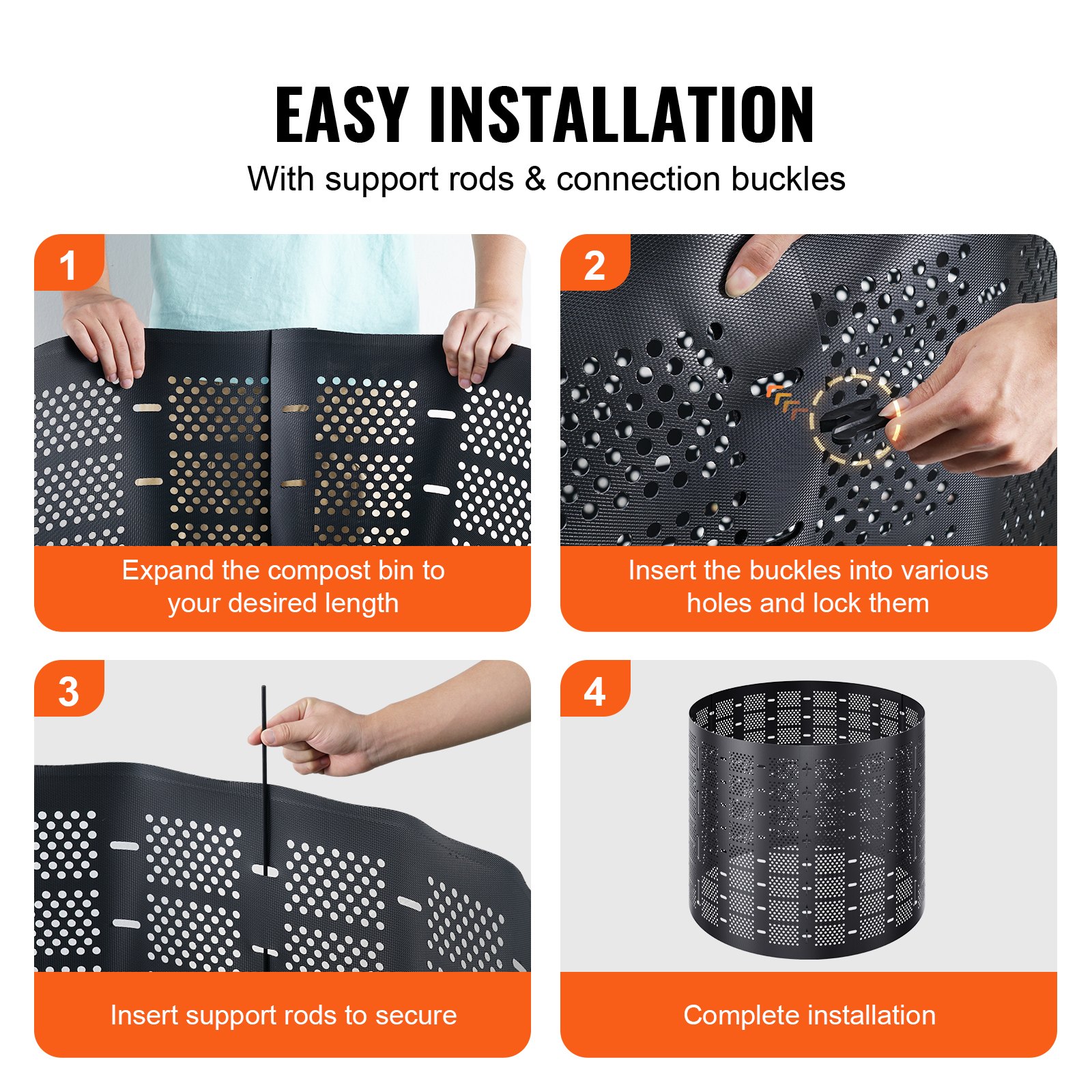 VEVOR Rapid Composter 1000L Tuincomposter 90x100cm Thermocomposter HDPE Kunststofcomposter Corrosiebestendige Hittebestendige Compostbak Composteren voor het verminderen van huishoudelijk afval