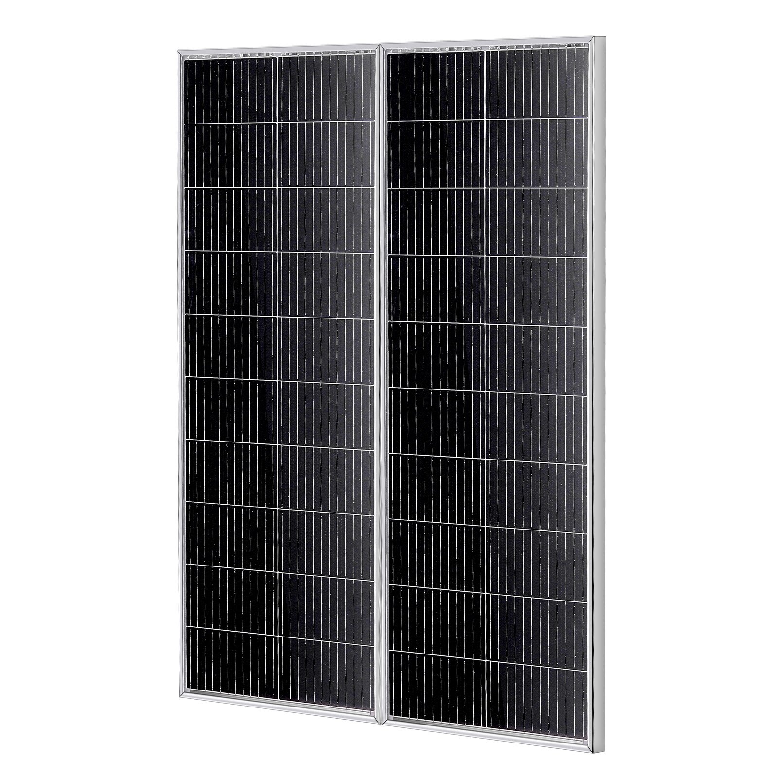 VEVOR 200W zonnepaneelset van 2 12V monokristallijne zonnemodules plus laadregelaar 16,66A Zonnesysteem conversiepercentage van 23% Compatibel met AGM-, GEL-, FLD- en LI-accu's Ideaal voor campers, jachten en caravans