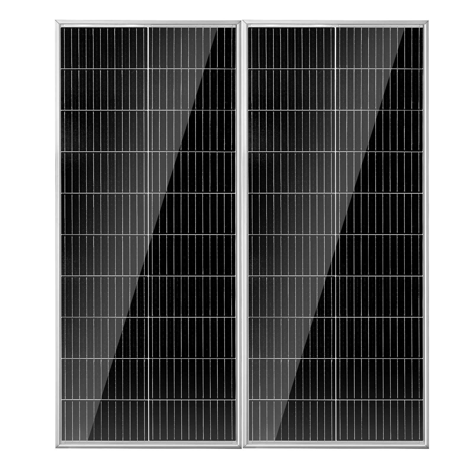 VEVOR 200W zonnepaneelset van 2 12V monokristallijne zonnemodules plus laadregelaar 16,66A Zonnesysteem conversiepercentage van 23% Compatibel met AGM-, GEL-, FLD- en LI-accu's Ideaal voor campers, jachten en caravans