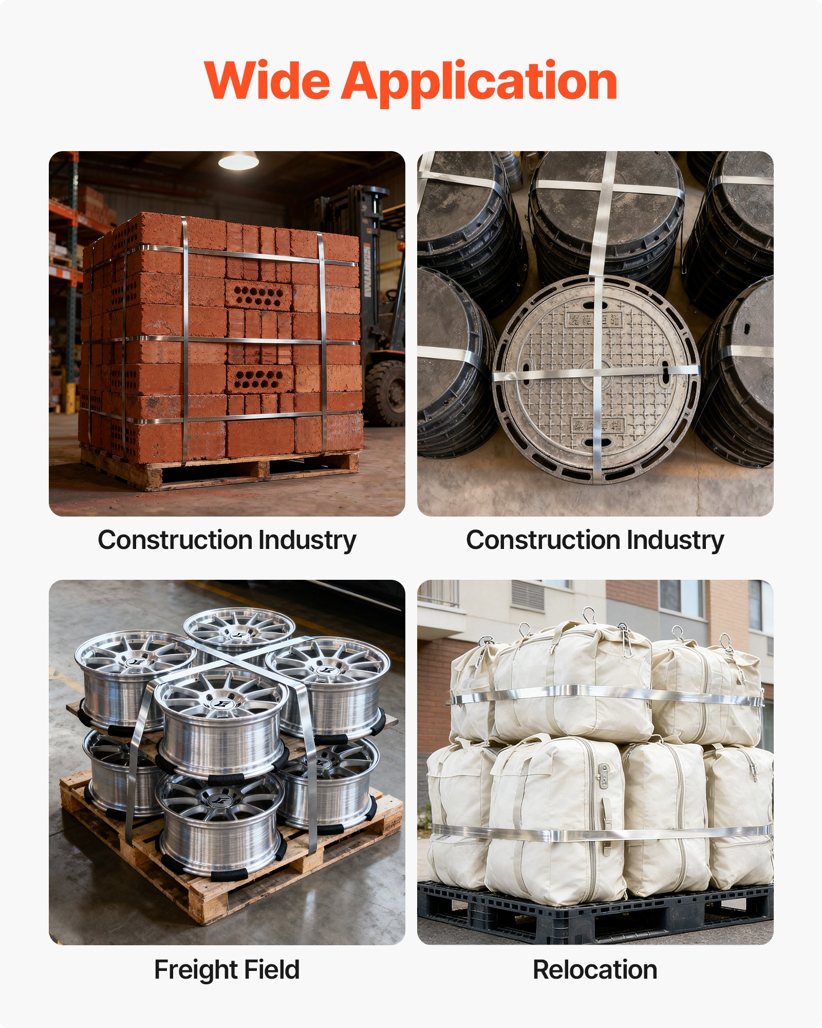 VEVOR 3-delige stalen omsnoeringsset, handmatig omsnoeringsgereedschap met 30,5 m metalen omsnoeringsband, 100 metalen clips en een snijder, perfecte werkplaatsuitrusting voor industriële verpakking, transport en opslag.