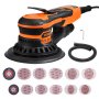 VEVOR 5 en 6 inch excentrische schuurmachine, 350W borstelloze excentrische schuurmachine, 10.000 tpm, 6 variabele snelheden, elektrische excentrische schuurmachine met 20 schuurpapieren, stofafzuigaansluiting en slang voor gedetailleerd schuren in houtbewerking