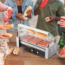 VEVOR Hot Dog Maker Hot Dog Grill Hot Dog Rolls Grill RVS 5 Rollen 1kW