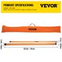 VEVOR load height measuring stick with an orange carrying case and product specifications.