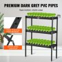 VEVOR Hydroponic Growing System, 108 Sites 3 Layers Dark Gray PVC Pipes Hydroponic Grow Kit with Water Pump, Timer, Baskets and Sponges for Fruits, Vegetables, Herbs