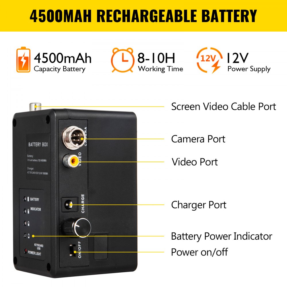 Vevor Industriële Endoscoop Pijp Inspectie Camera 45,6 M Kabel Hd 1200tvl Ip68