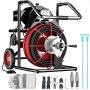 VEVOR Drain Cleaner 50' x 1/2" Drain Cleaning Machine 370W Sewer Clog with Cutters 1750R/min with 4 Cutter and Foot Switch for 3/4"-4" (20mm-100mm) Pipes