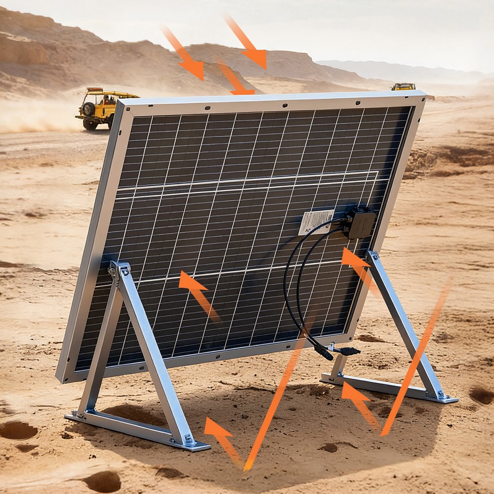 VEVOR Bifaciale zonnepanelen 100W (2 stuks), 23% hoogrendements monokristallijne N-type PV-module met MC4-uitgang en aluminium frame, IP67 waterdicht zonnepaneel voor auto, boot, camper en off-grid toepassingen.