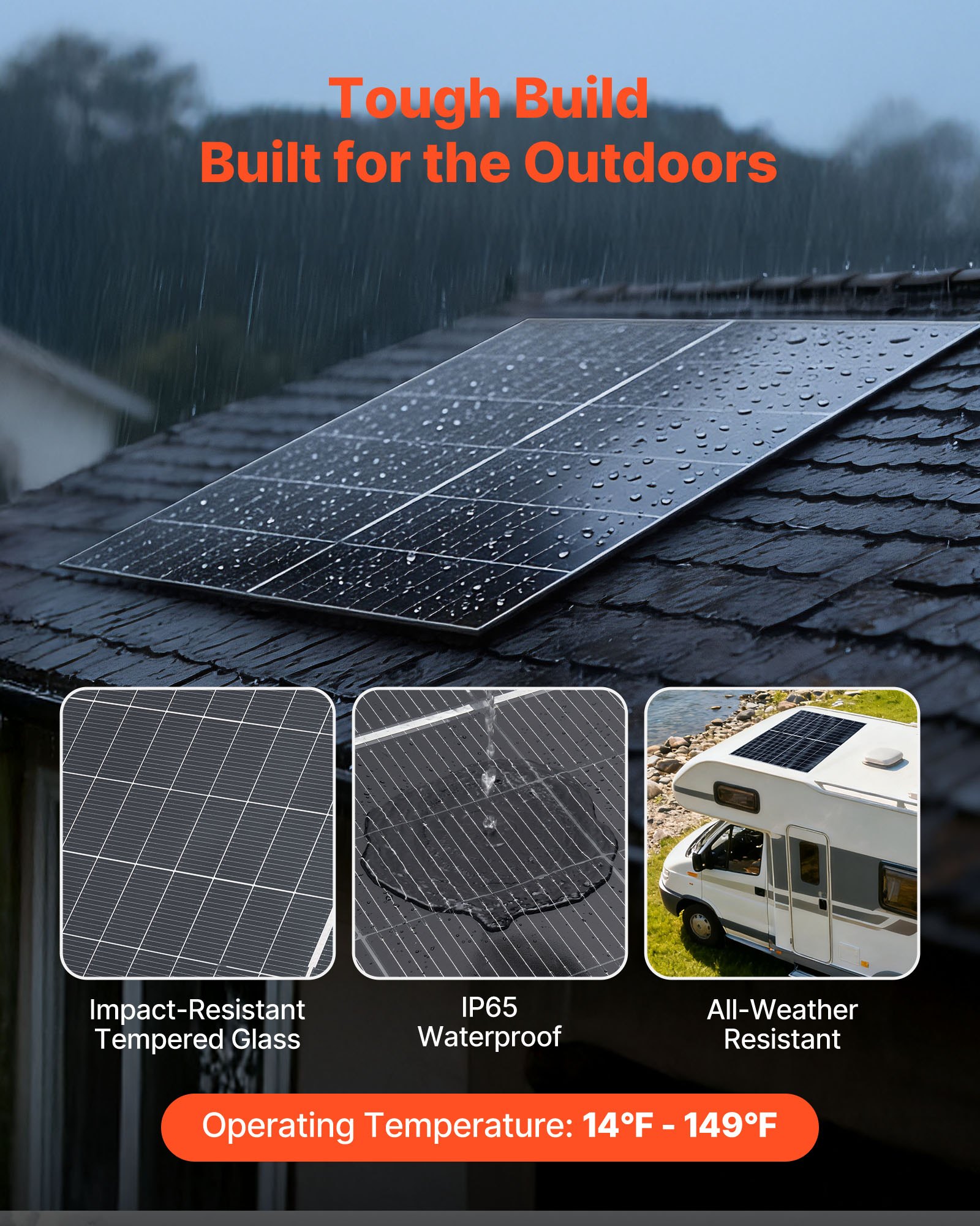 VEVOR Bifaciale Zonnepanelen 2 stuks 400W, 16BB N-type Monokristallijne PV-module 24% rendement, IP65 waterdicht zonnepaneel met MC4-uitgang en aluminium frame voor auto, boot, camper, off-grid toepassingen