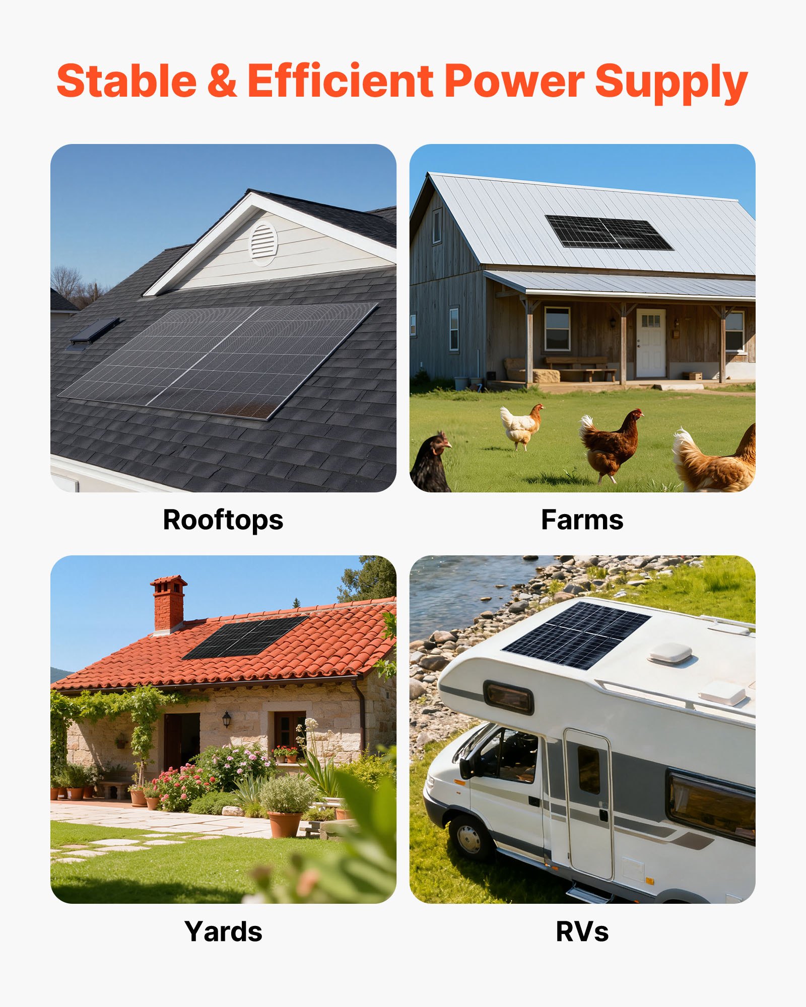 VEVOR Bifaciale Zonnepanelen 2 stuks 400W, 16BB N-type Monokristallijne PV-module 24% rendement, IP65 waterdicht zonnepaneel met MC4-uitgang en aluminium frame voor auto, boot, camper, off-grid toepassingen