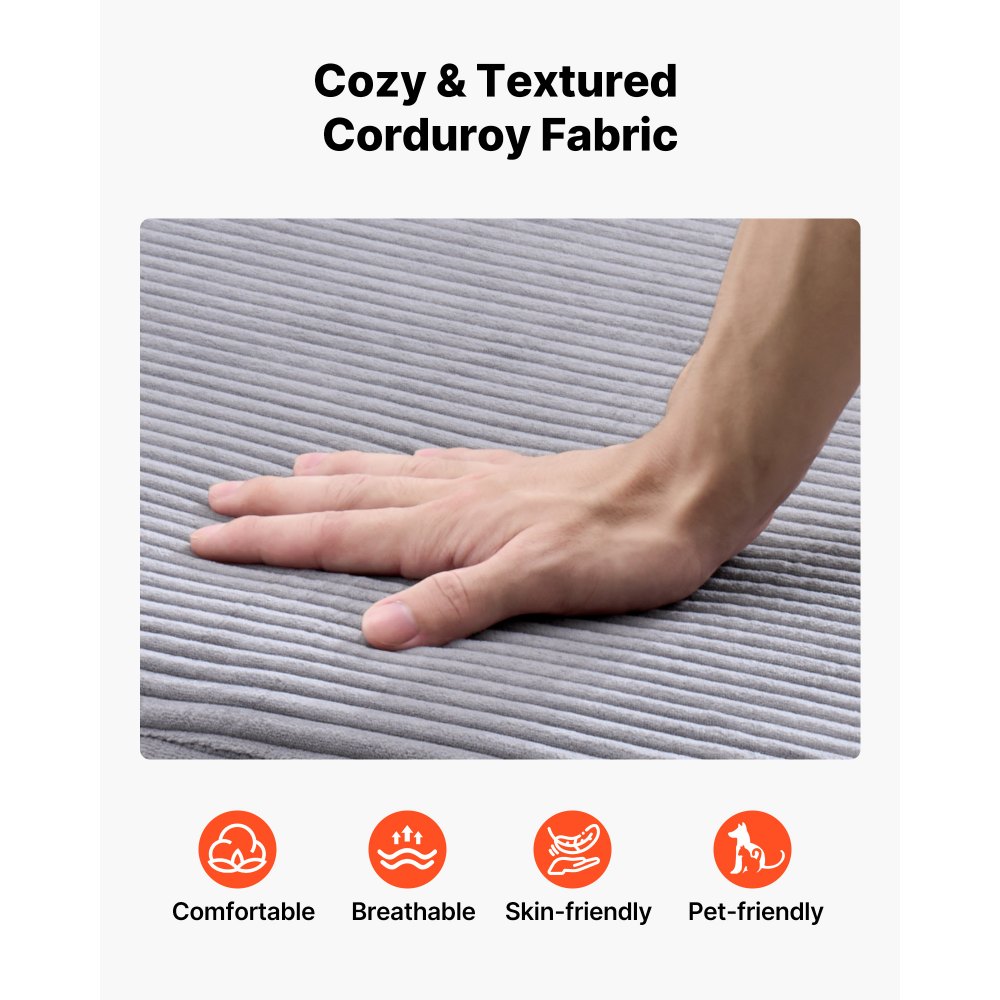 VEVOR Chaise Longue Relaxstoel 1115 mm, Modulaire Loungestoel met Decoratieve Kussens en Armleuningen, Bank met Diepe Zitting en Voetenbank voor Woonkamer Slaapkamer, Leesstoel Gemaakt van Zeer Elastisch Spons