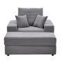 VEVOR Chaise Longue Relaxstoel 1115 mm, Modulaire Loungestoel met Decoratieve Kussens en Armleuningen, Bank met Diepe Zitting en Voetenbank voor Woonkamer Slaapkamer, Leesstoel Gemaakt van Zeer Elastisch Spons