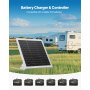 VEVOR 12V monokristallijn zonnepaneelset 20W, acculader met ingebouwde MPPT-regelaar en verstelbare montagebeugel, IP65 waterdicht voor auto, boot, camper, aanhanger en huisdak
