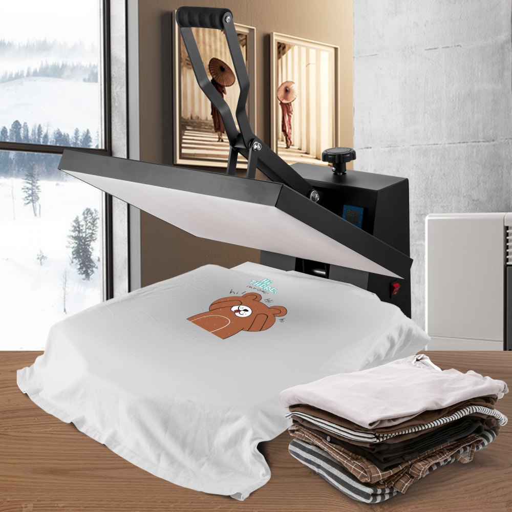 VEVOR Transferpers 40,6 x 51 cm Textielpers Warmpers Overhemdenpers Zwart, voor T-shirts, kussens, tassen en telefoonhoesjes, PTFE-isolatiecoating, siliconen- en sponskussens, temperatuur- en tijdregeling