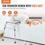 VEVOR Tub Transfer Bench Shower Seat with Padded Seat Reversible Backrest 500lbs