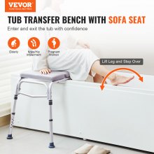 VEVOR Tub Transfer Bench Shower Seat with Padded Seat Reversible Backrest 500lbs