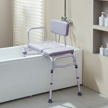 VEVOR Tub Transfer Bench Shower Seat with Padded Seat Reversible Backrest 500lbs