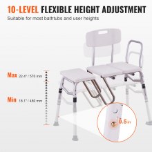 VEVOR Tub Transfer Bench Bathtub Shower Seat for Senior Height Adjustable 400LBS