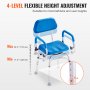 VEVOR swivel shower chair with 4-level flexible height adjustment, blue seat, and backrest.