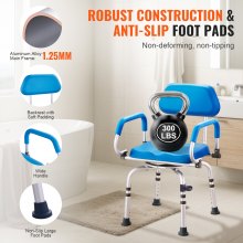 VEVOR Shower Chair 360° Swivel Shower Seat & Pivoting Arms Padded Seat 300LBS