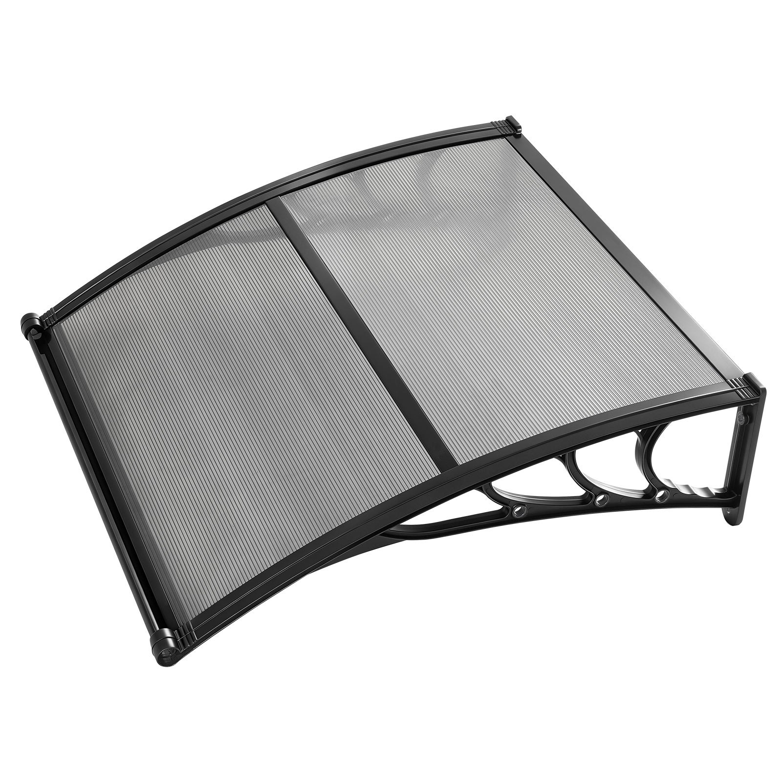 VEVOR Voordeurluifel, 965x1017 mm, Aanbouwluifel, Dak met Afwatering & ABS-beugel, Bescherming tegen Regen, Sneeuw & Zon, Polycarbonaat Deurdak voor Veranda & Terras, Rookgrijs