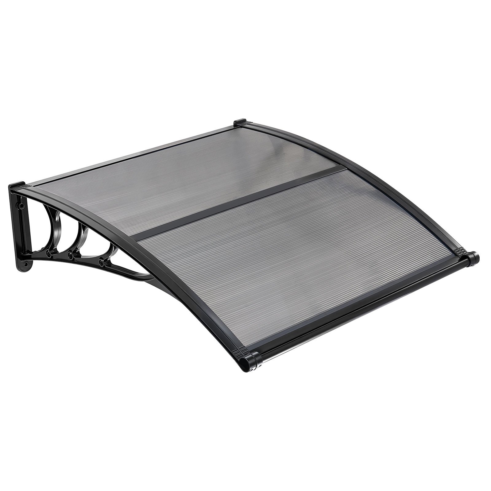 VEVOR Voordeurluifel, 965x1017 mm, Aanbouwluifel, Dak met Afwatering & ABS-beugel, Bescherming tegen Regen, Sneeuw & Zon, Polycarbonaat Deurdak voor Veranda & Terras, Rookgrijs