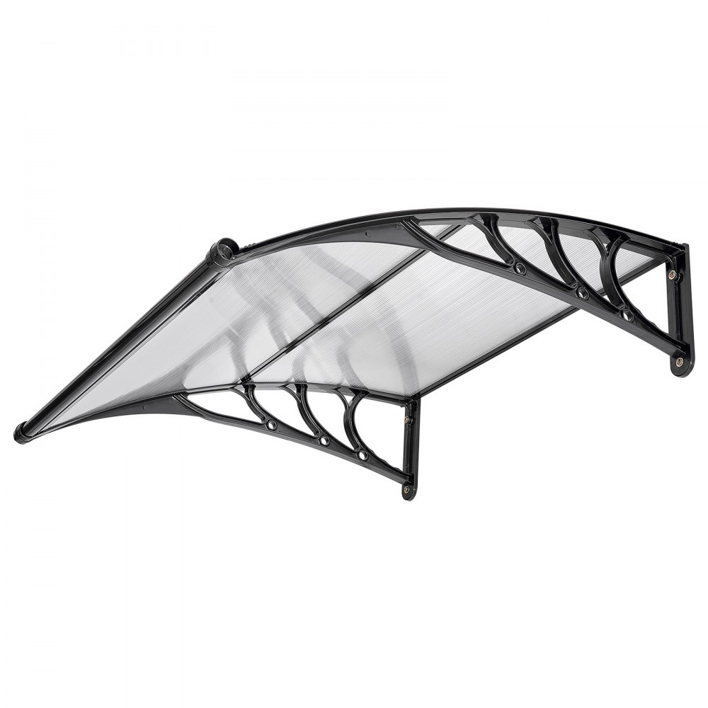 VEVOR Afdak voor Voordeur 965x1017 mm, Aanbouwluifel, Aanbouwluifel met Afwatering & ABS-beugel, Bescherming tegen Regen, Sneeuw & Zon, Polycarbonaat Deurluifel voor Veranda & Terras, Bruin