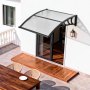VEVOR luifel voor voordeur 965x1017 mm, aanbouwluifel, aanbouwluifel met afwatering en ABS-beugel, bescherming tegen regen, sneeuw en zon, polycarbonaat deurluifel voor veranda en terras, transparant