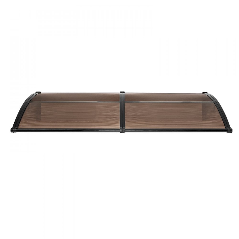 VEVOR Afdak voor Voordeur 965x1987 mm, Aanbouwluifel, Aanbouwluifel met Afwatering & ABS-beugel, Bescherming tegen Regen, Sneeuw & Zon, Polycarbonaat Deurafdekking voor Veranda & Terras, Bruin