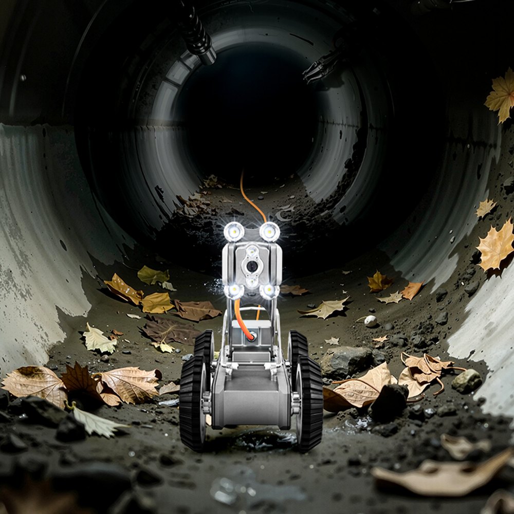 VEVOR inspectierobot, 120 meter lange kruiprobot voor pijpleidingdetectie met 2 MP camera aan de voor- en achterkant en touchscreen tablet, IP68 pijpleidingcamera met verlichting en afstandsmeter voor industriële pijpleidingen