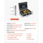VEVOR rioolinspectiecamera, 50m pijpinspectiecamera, 7-inch pijpinspectiecamera, IP68 waterdichte industriële endoscoop met slang, 12 LED's, nachtzicht, geleidingswiel en touchscreen.
