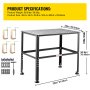 VEVOR lastafel 914,4 x 609,4 x 784,8 mm, montagetafel met een draagvermogen van 362 kg, werkbank met 16 mm montagegaten en antislipvoetjes voor las-, montage- en reparatiewerkzaamheden.
