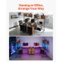 VEVOR Gaming Desk L-vormig, hoekbureau met LED-verlichting, 1,58 m hoekcomputerbureau met stopcontacten, uitschuifbare CPU-standaard en opberglades, pc-gamingbureau voor thuiswerkplek