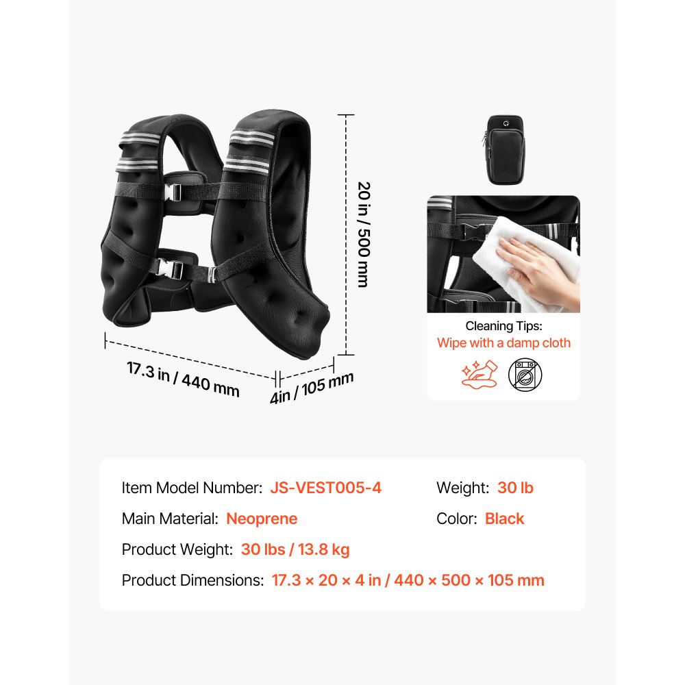 VEVOR Gewichtsvest 13,8 kg met reflecterende streep, verstelbare gesp, lichaamsgewichtvest voor mannen en vrouwen, trainingsapparaat voor krachttraining, hardlopen, joggen, fitness en gewichtsverlies