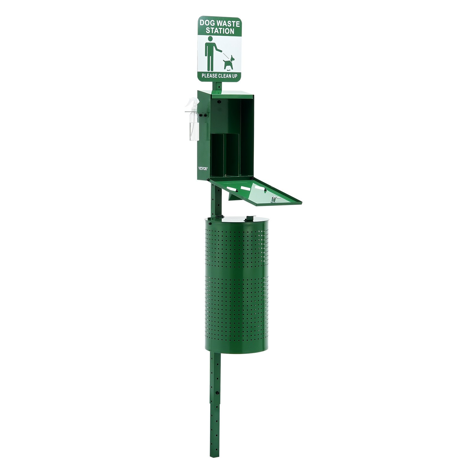 VEVOR Commercieel Hondenpoepstation, 11,5 Gallon (43 L) Hondenpoepbak met 50 vuilniszakken, Zakjesdispenser en 600 poepzakjes, Hondenpoepafvoersysteem, Buitenbak voor Hondenpoep