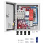 VEVOR 4-String PV Combiner Box met 15A zekering, 63A stroomonderbreker, bliksemafleider en zonneconnector, stalen behuizing voor on-/off-grid zonnepaneelsysteem, IP65