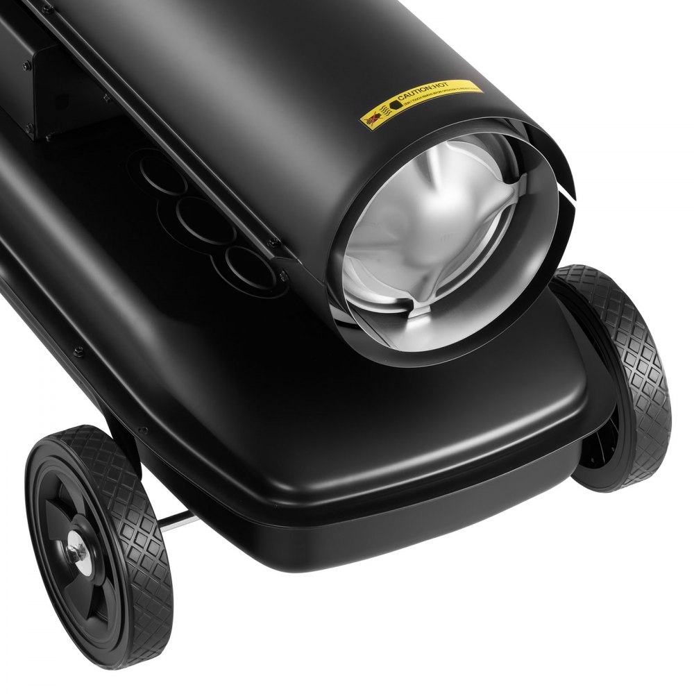 VEVOR 50 kW dieselkachel, Torpedo-ruimteverwarmer met wielen en regelbare temperatuur, dieselkachelventilator voor bouwplaatsen/garages/magazijnen/werkplaatsen/buitenverwarming, zwart