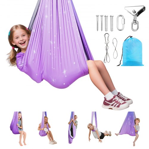 VEVOR Aerial Yoga Hangmat Set gemaakt van dubbellaags stof, Aerial Yoga Swing Air Flying, Yoga Swing met 360° draaibare ophanging & O-Sling & 136,07 kg max. draagvermogen, plafondschommels roze+blauw