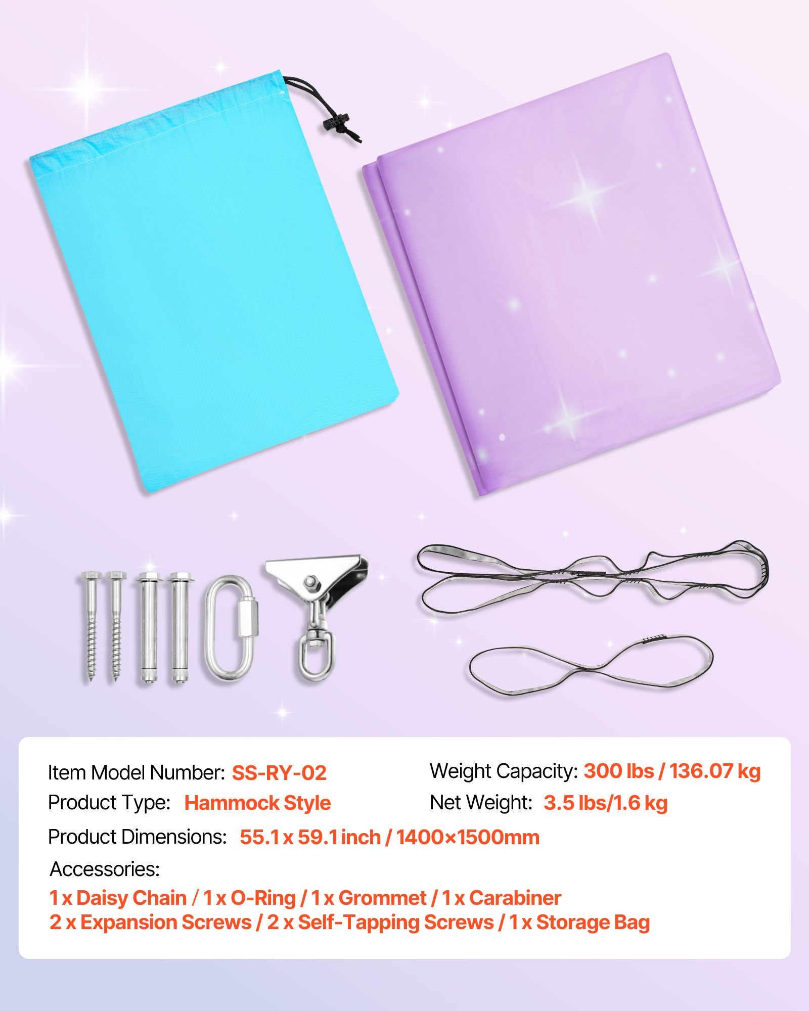 VEVOR Aerial Yoga Hangmat Set gemaakt van dubbellaags stof, Aerial Yoga Swing Air Flying, Yoga Swing met 360° draaibare ophanging & O-Sling & 136,07 kg max. draagvermogen, plafondschommels roze+blauw