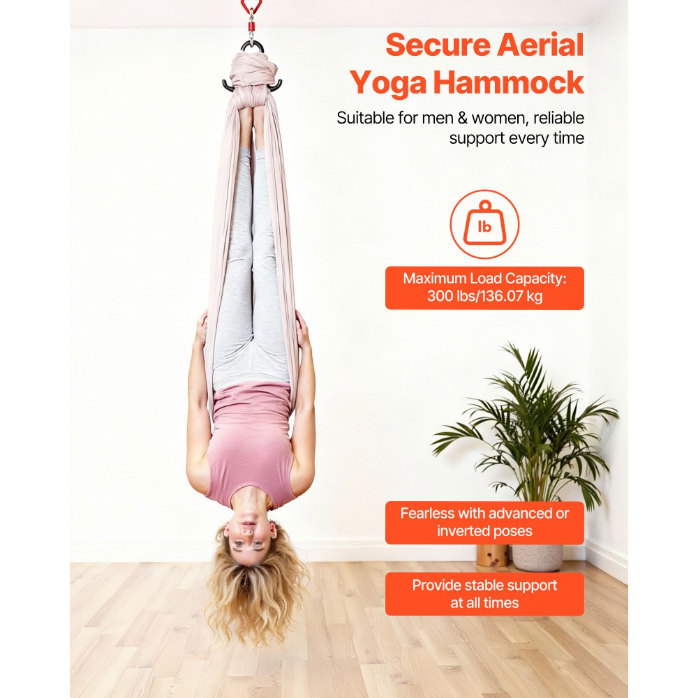 VEVOR Aerial Yoga Hammock, 300 lbs Load Aerial Silk, Yoga Swing with Nylon Fabric, PE Zipper Bag for Parent-Child Interaction, Strengthen Muscles & Improve Practice, Hammock and Swing Combo