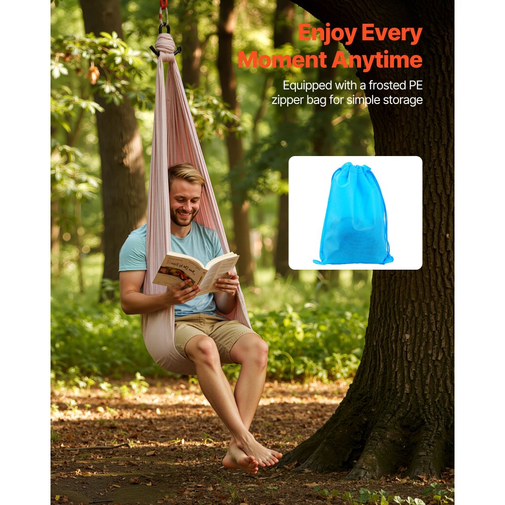 VEVOR Aerial Yoga Hammock, 300 lbs Load Aerial Silk, Yoga Swing with Nylon Fabric, PE Zipper Bag for Parent-Child Interaction, Strengthen Muscles & Improve Practice, Hammock and Swing Combo